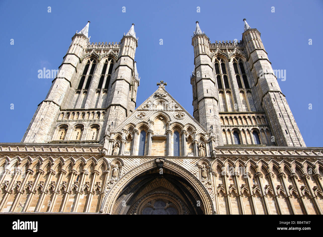 L'ouest de Norman, avant la cathédrale de Lincoln, Lincoln, Lincolnshire, Angleterre, Royaume-Uni Banque D'Images