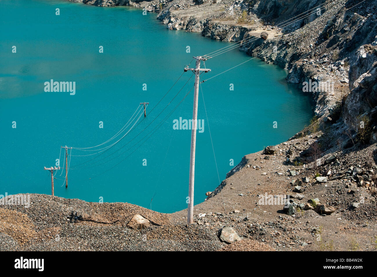 L'eau est de saturer un site minier de l'amiante à Thetford Mines (Québec, Canada) Banque D'Images