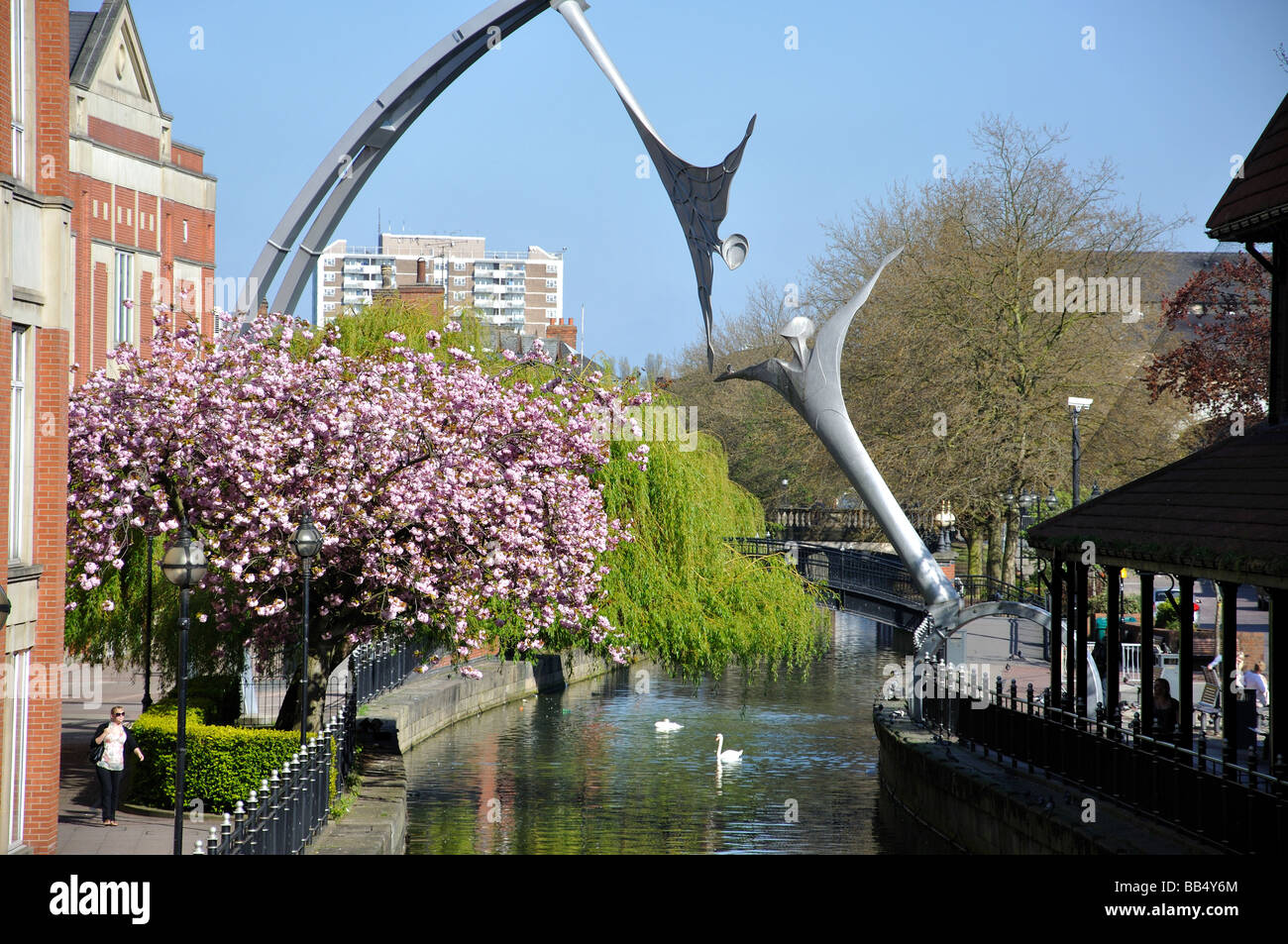 Waterside Canal, Lincoln, Lincolnshire, Angleterre, Royaume-Uni Banque D'Images