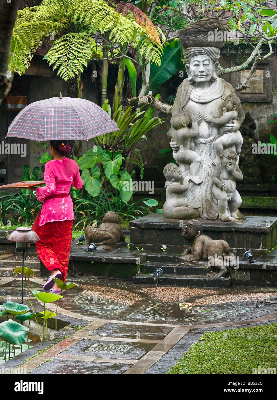 Scène à Bebek Bengil Dua Restaurant, Ubud, Bali Banque D'Images