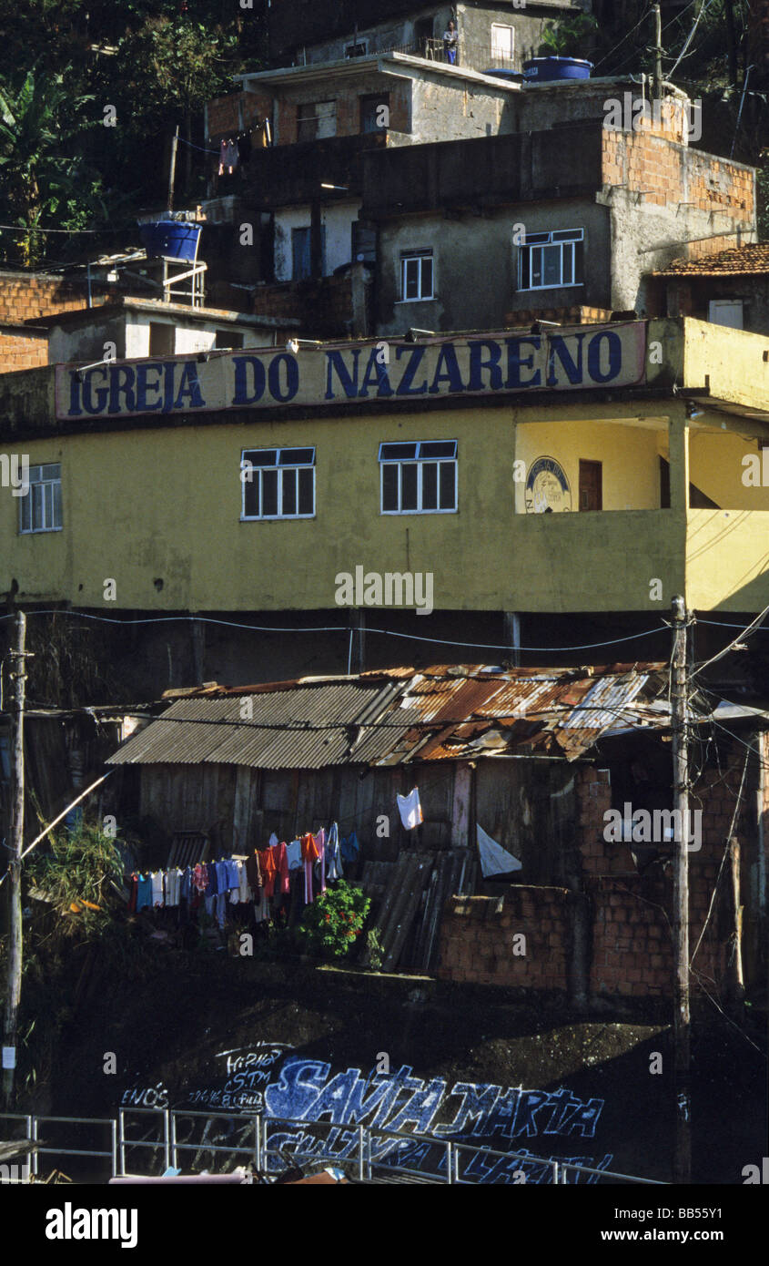 Favela Santa Marta Rio de Janeiro Brésil Banque D'Images