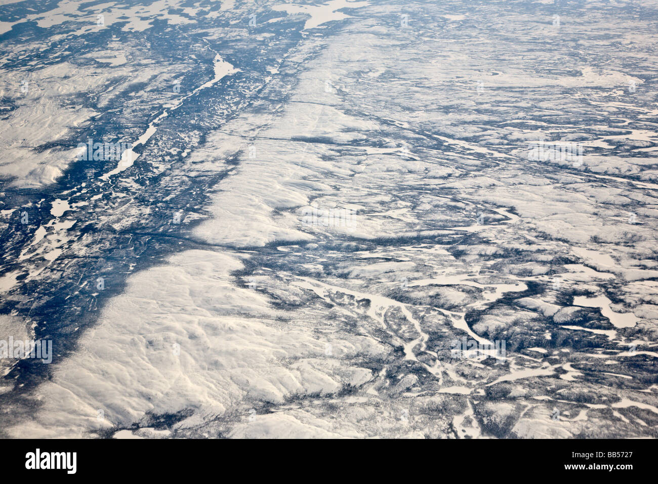L'awe-inspiring calotte polaire peut être vu dans cette vue à partir d'un avion, en provenance de Francfort, Allemagne, à Washington, DC. Banque D'Images