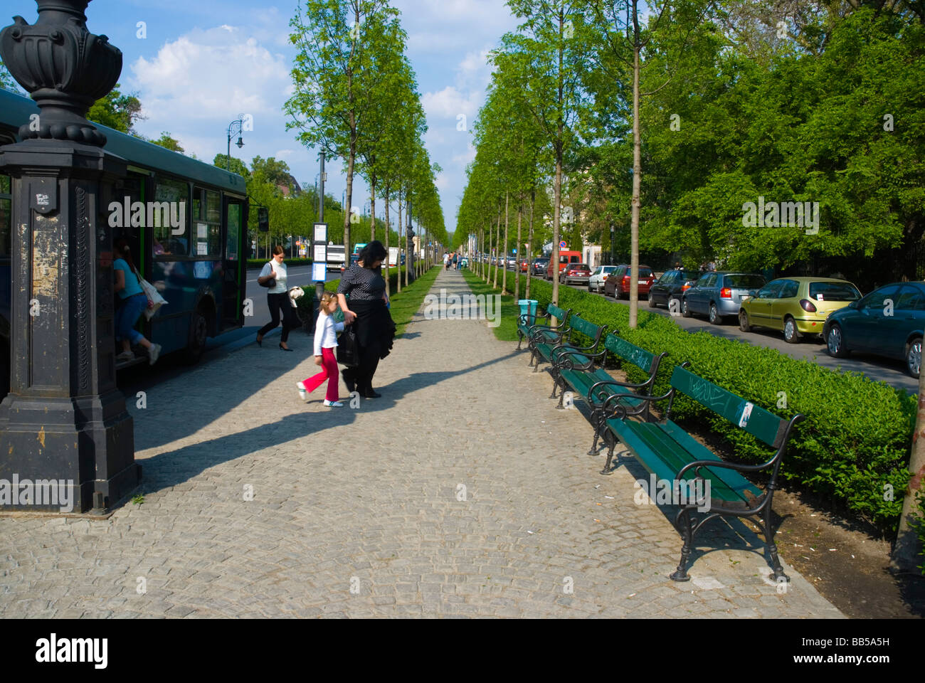 Boulevard Andrassy ut au centre de Budapest, Hongrie Europe Banque D'Images