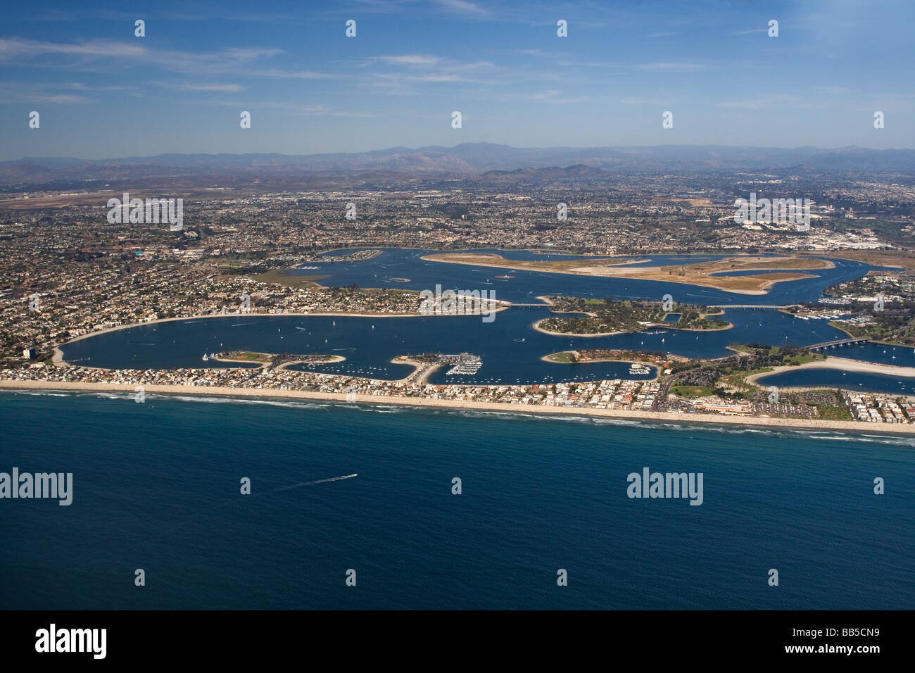 Vue aérienne de Mission Bay, San Diego, Californie. Banque D'Images