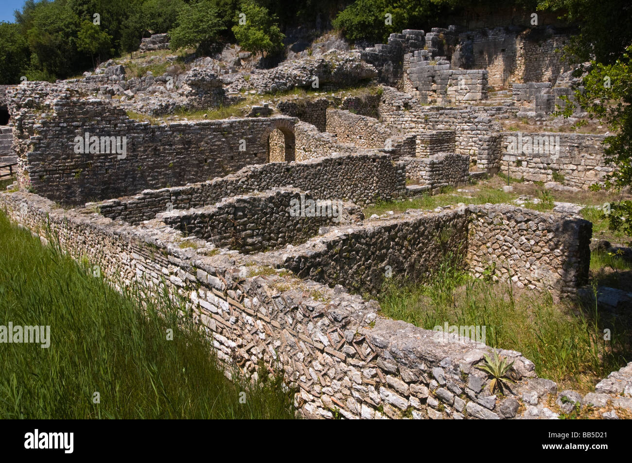 Sanctuaire d'Asclépios dans l'ancienne ville romaine de Butrint Site du patrimoine mondial de l'électricité dans le Parc National de la République d'Albanie Banque D'Images