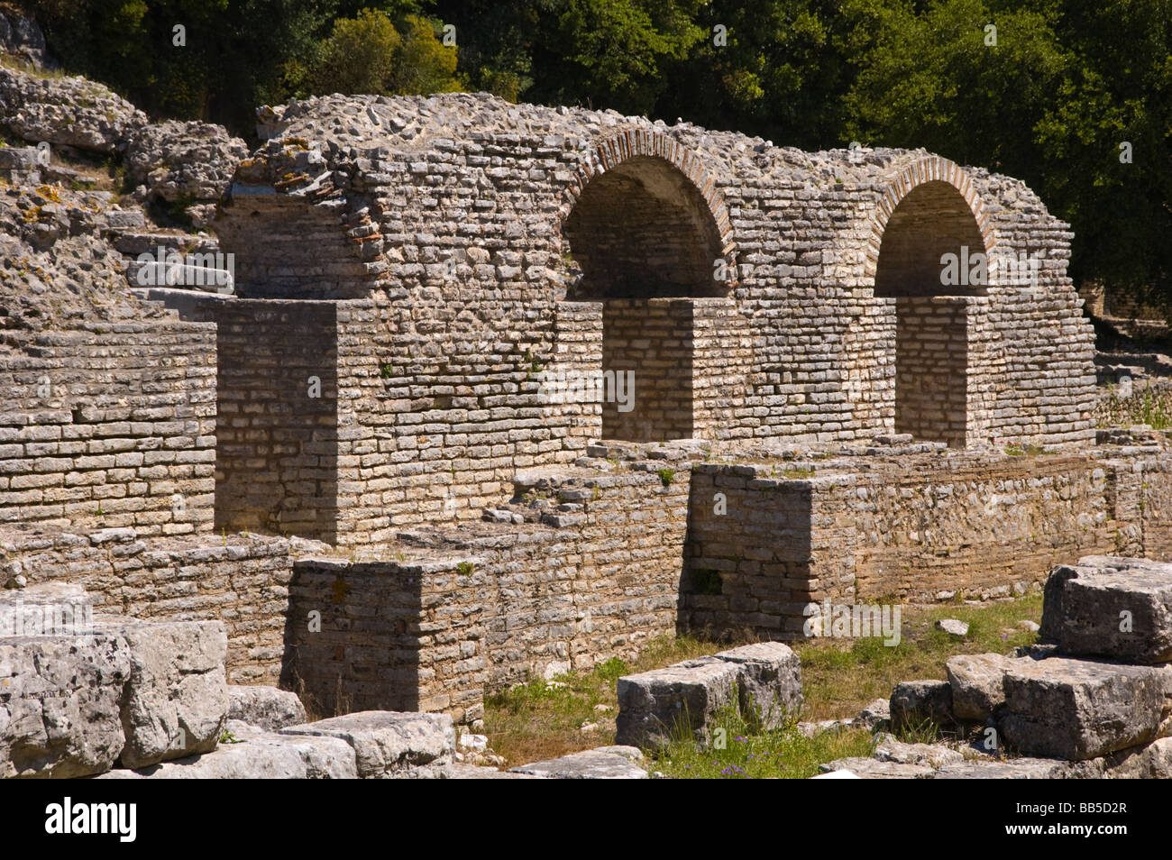 Sanctuaire d'Asclépios dans l'ancienne ville romaine de Butrint Site du patrimoine mondial de l'électricité dans le Parc National de la République d'Albanie Banque D'Images