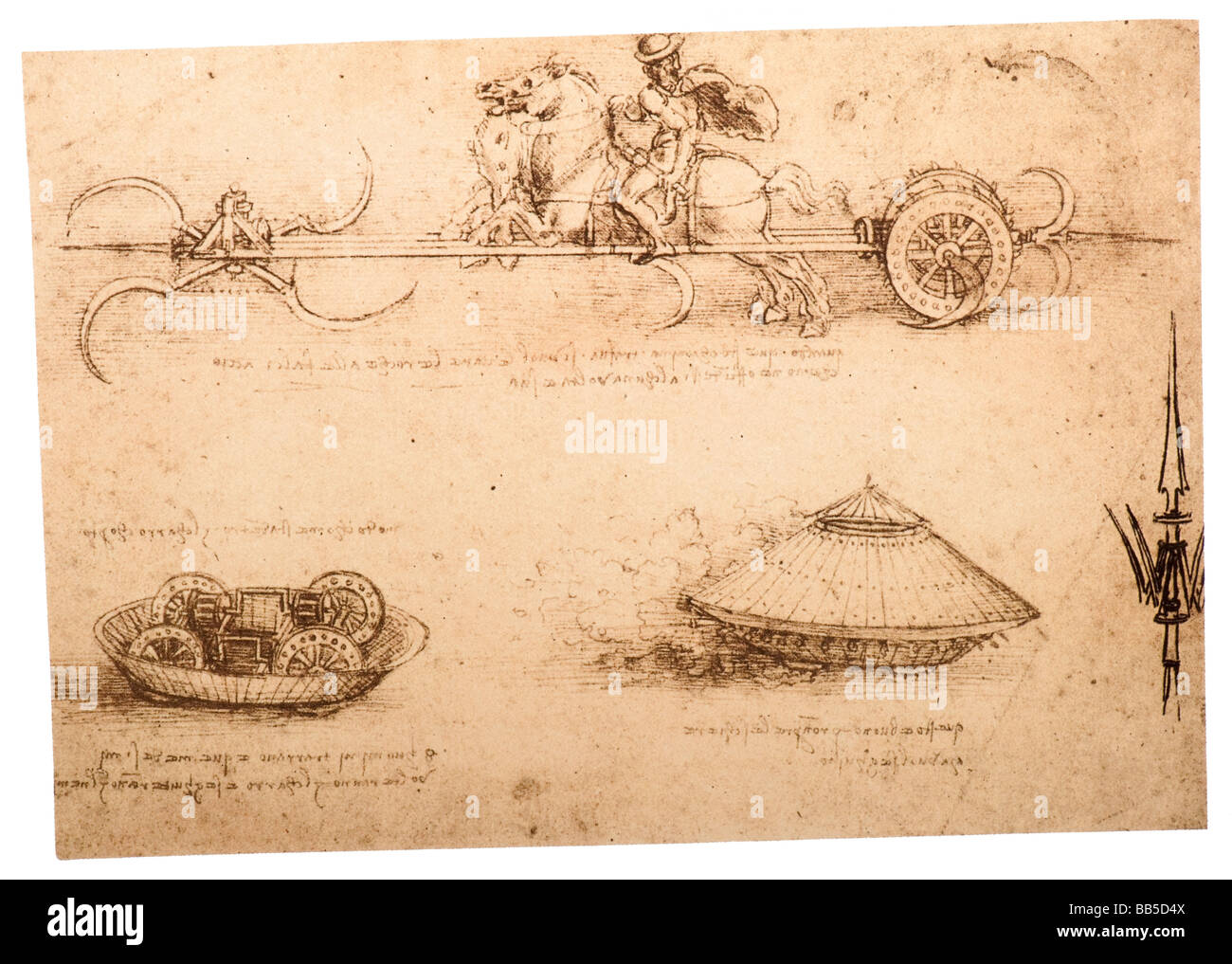 Voiture blindée de Léonard de Vinci à propos de 1485 Banque D'Images