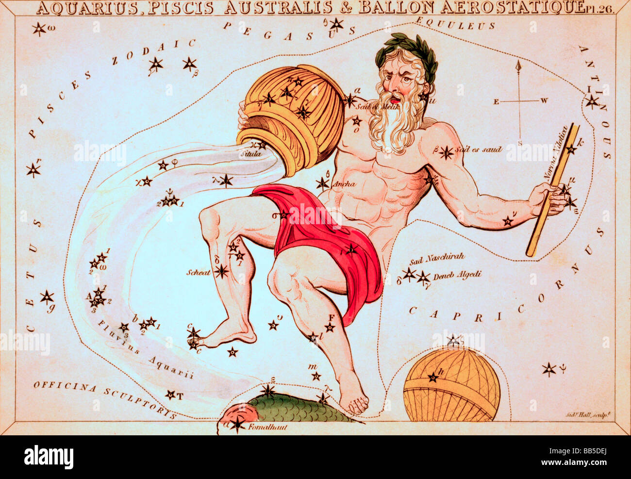 Verseau, Piscis Australis & Ballon Aerostatique Banque D'Images