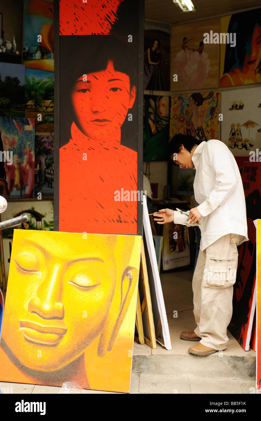 Galerie d'art, vieux quartier, Hanoi, Vietnam. Banque D'Images