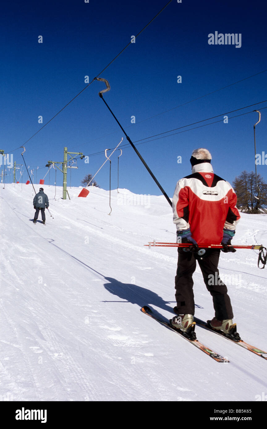 La chaise à distance dans la station de ski de Valberg Banque D'Images