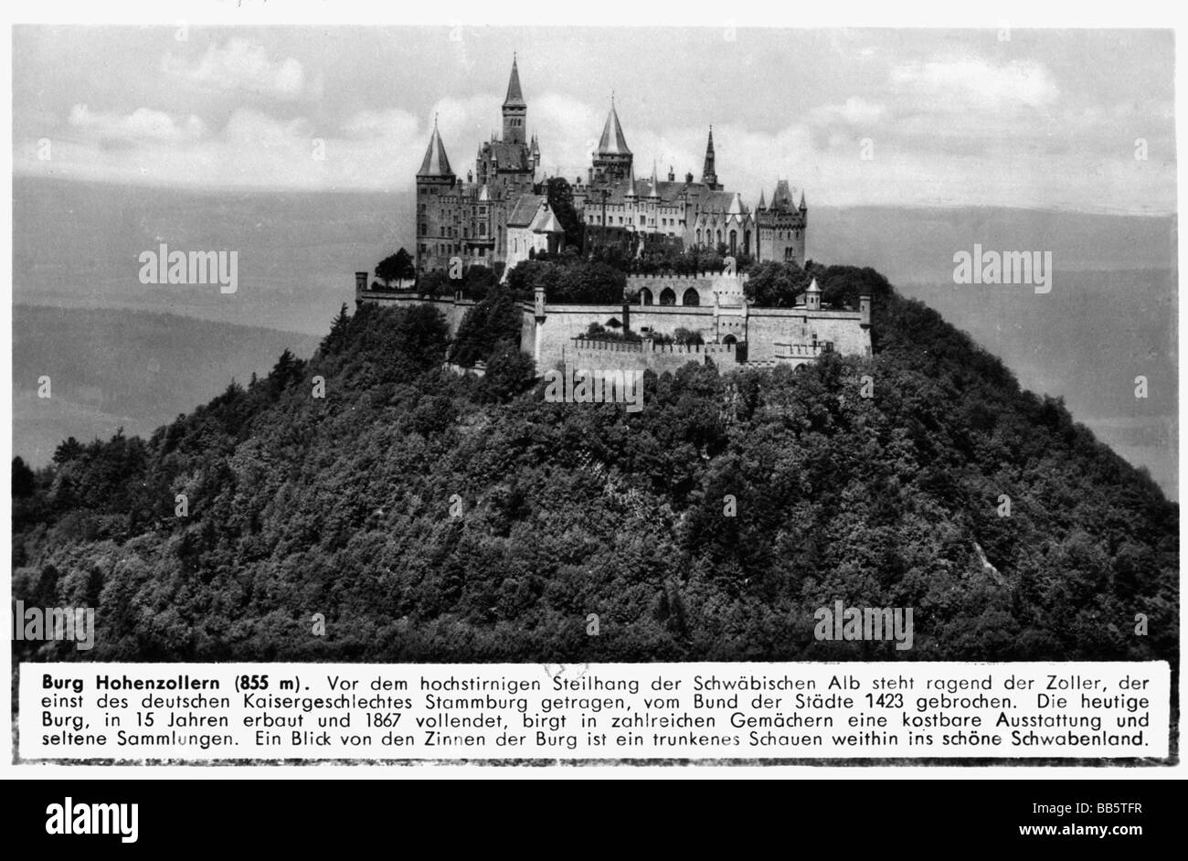 Architecture, châteaux, Allemagne, Bade-Wuerttemberg, Château de Hohenzollern, vue, carte postale de Kosmos, éditeur de Franckh, Stuttgart, vers les années 1930, Banque D'Images