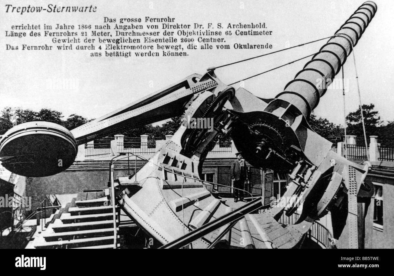 Astronomie, observatoires, Observatoire Treptow, Berlin, télescope géant de Friedrich Simon Archenhold, carte postale, vers 1905, Banque D'Images