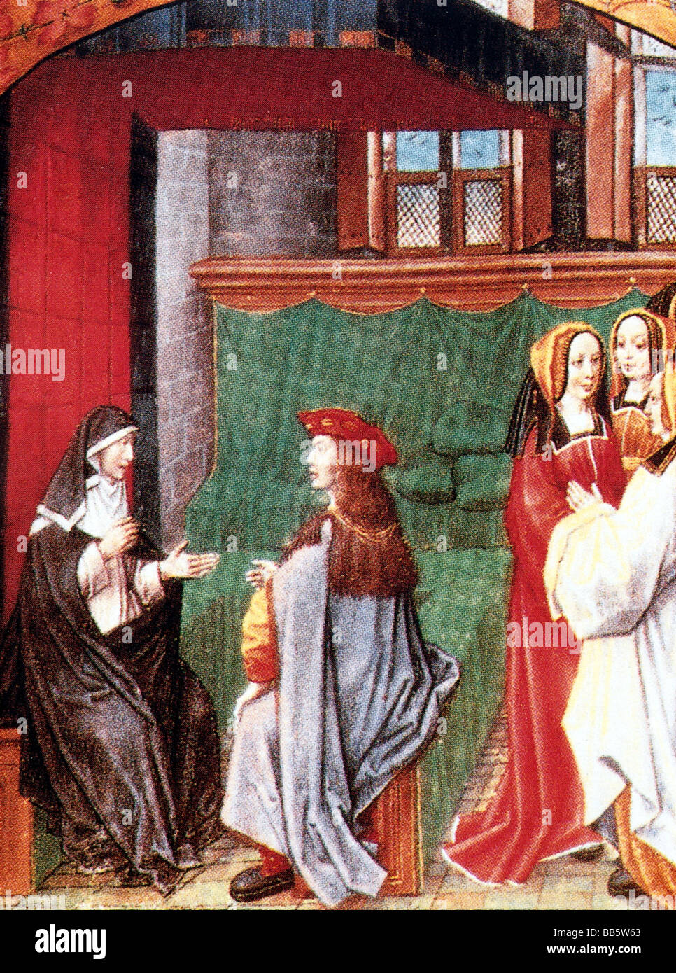 Heloise, 1101 - 1164, épouse de Peter Abelard, pleine longueur, son tour en nun, miniature française, vers 1500, Banque D'Images