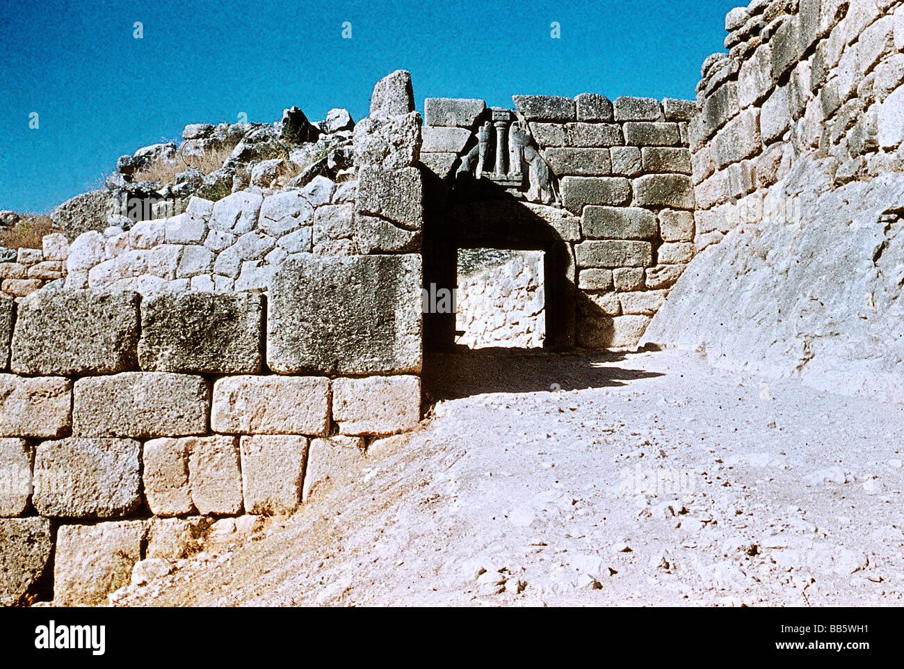Géographie / voyages, Grèce, Mycènes, mur cyclope avec lion gate (construit 1250) BC vue, vue extérieure, portail, l'accès à l'Kings' Banque D'Images