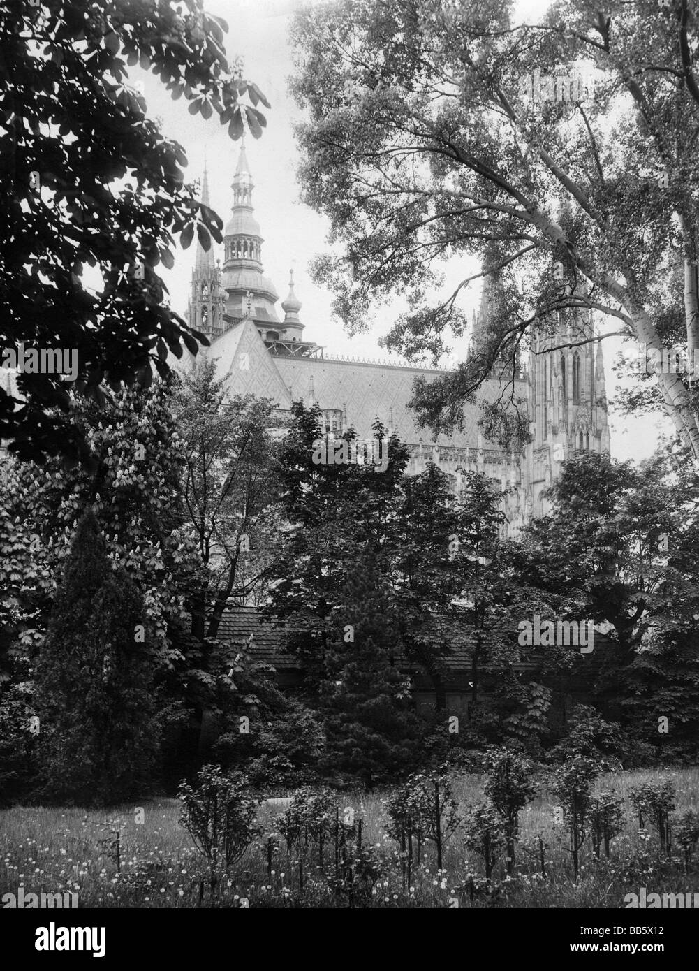 Géographie / voyages, République tchèque, Prague, églises, cathédrale Saint-Vitus, construite : 1344 - 1929, vue extérieure, 1906, Europe, historique, XXe siècle, bâtiment, église, architecture gothique, 1900, Banque D'Images