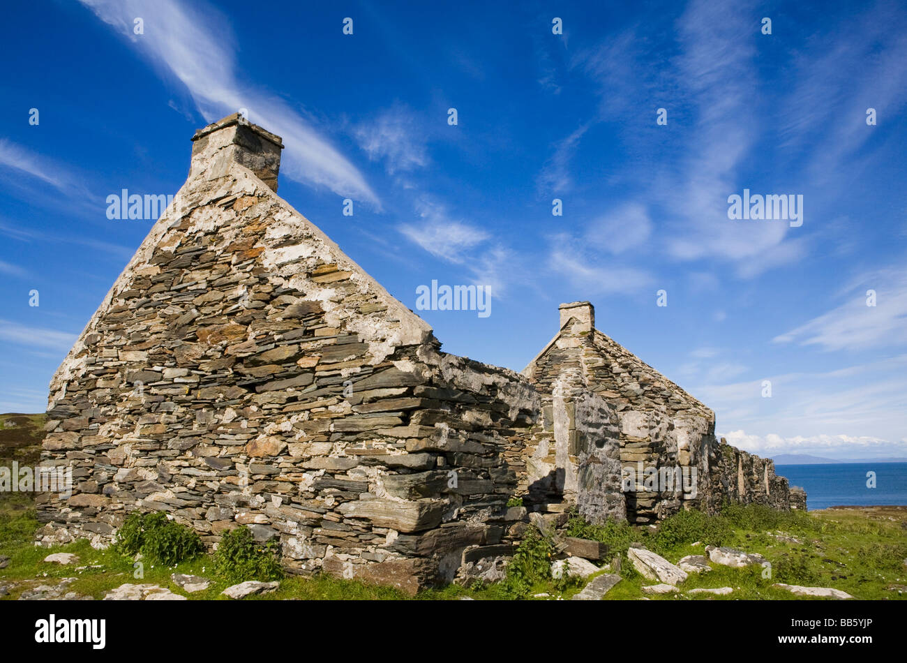 Le village abandonné ; Riasg Buidhe, Colonsay, l'île de Colonsay, Ecosse, Royaume-Uni Banque D'Images