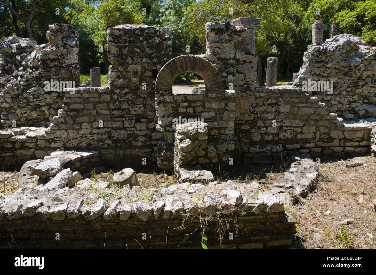 Le Baptistère en demeure de l'ancienne ville romaine de Butrint Site du patrimoine mondial de l'UNESCO dans la région de parc national en République d'Albanie Banque D'Images