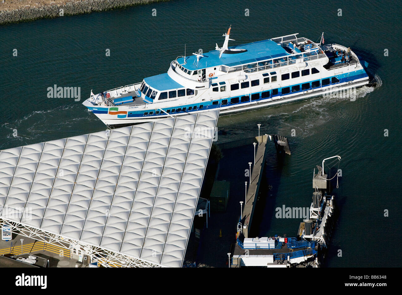 Vue aérienne au-dessus du Golden Gate ferry transport transit-Californie Banque D'Images