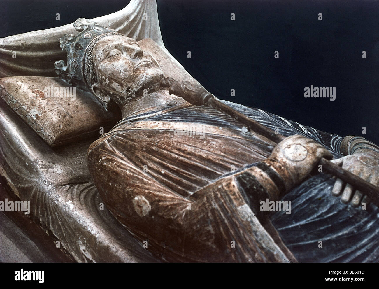 Henry II, 5.3.1133 - 6.7.1189, roi d'Angleterre 1154 - 1189, demi-longueur, tombeau, Fontevrault, Banque D'Images