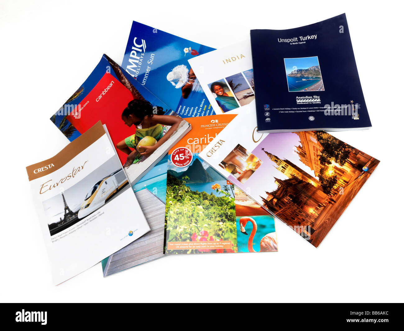 Sélection de brochures de voyage Sans date Banque D'Images