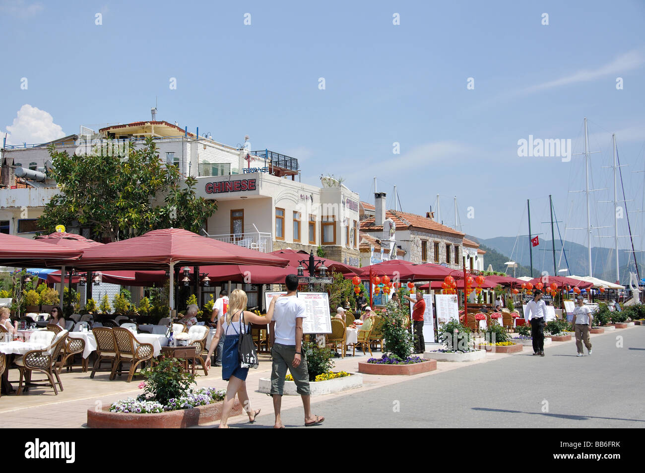Restaurants du port, Marmaris, Içmeler Péninsule, Mulga Province, Turkey Banque D'Images