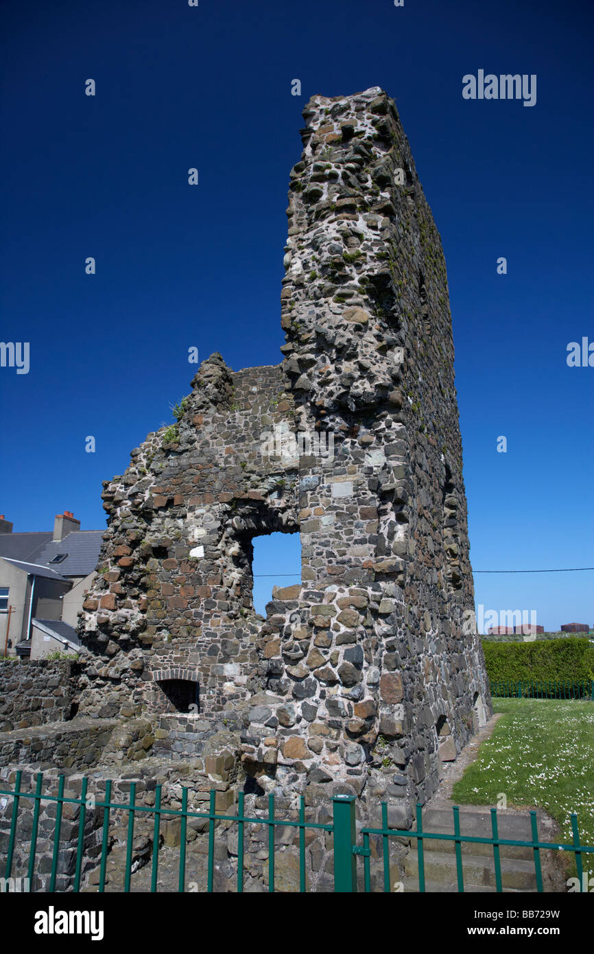 Olderfleet château à curran larne point le comté d'Antrim en Irlande du Nord uk Banque D'Images
