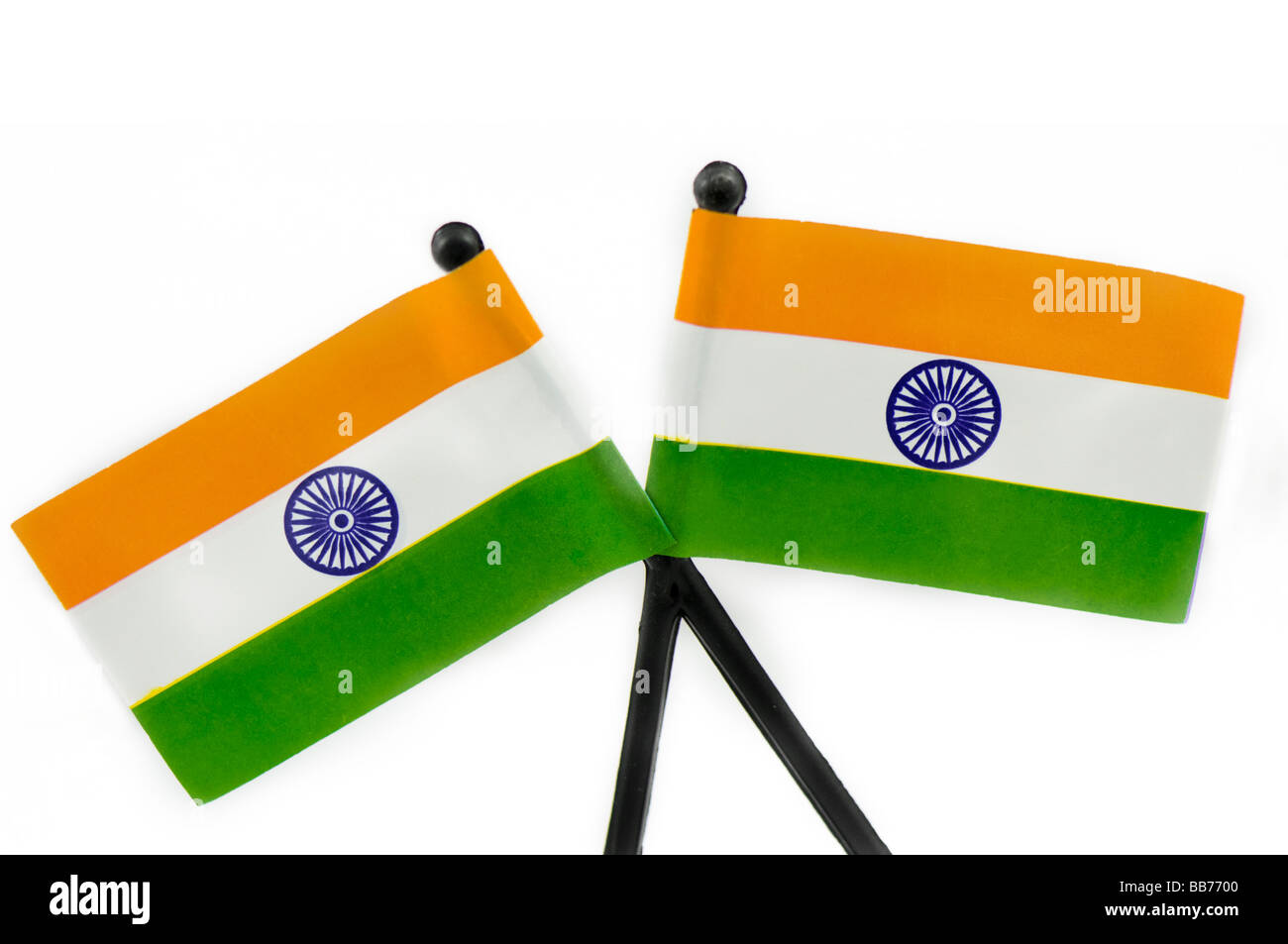 Drapeau indien sur fond blanc Banque D'Images