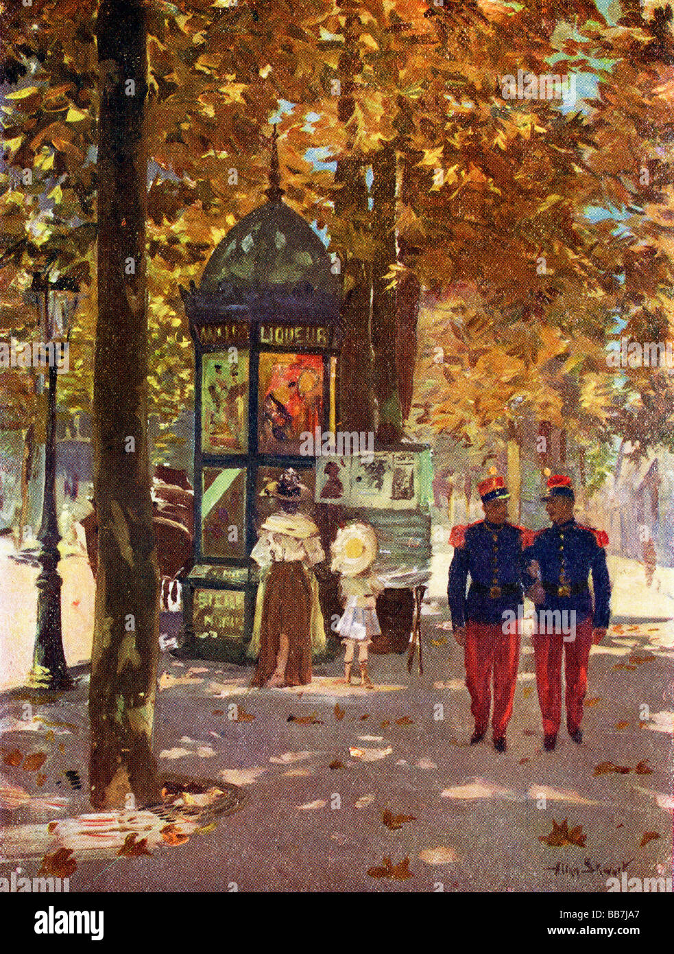 Soldats français à Paris France Color illustration de l'album France par Gordon Accueil publié 1918 Banque D'Images