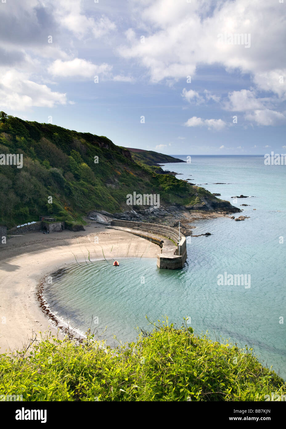 Polkerris Cove, Roseland, Cornwall, England, UK Banque D'Images