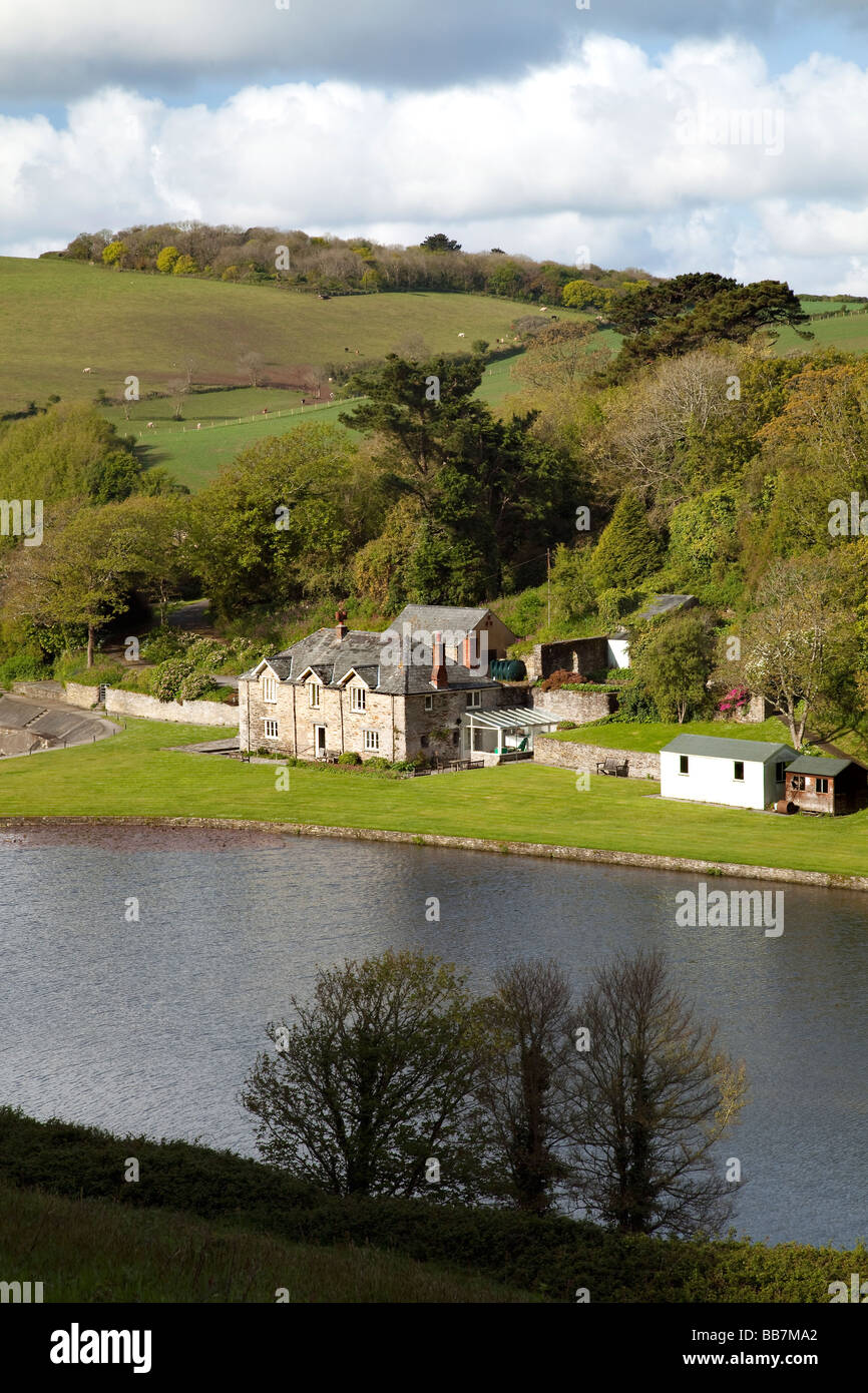 Lake et de la chambre de Daphné du Maurier, pays de la péninsule de Roseland, Cornwall, UK Banque D'Images