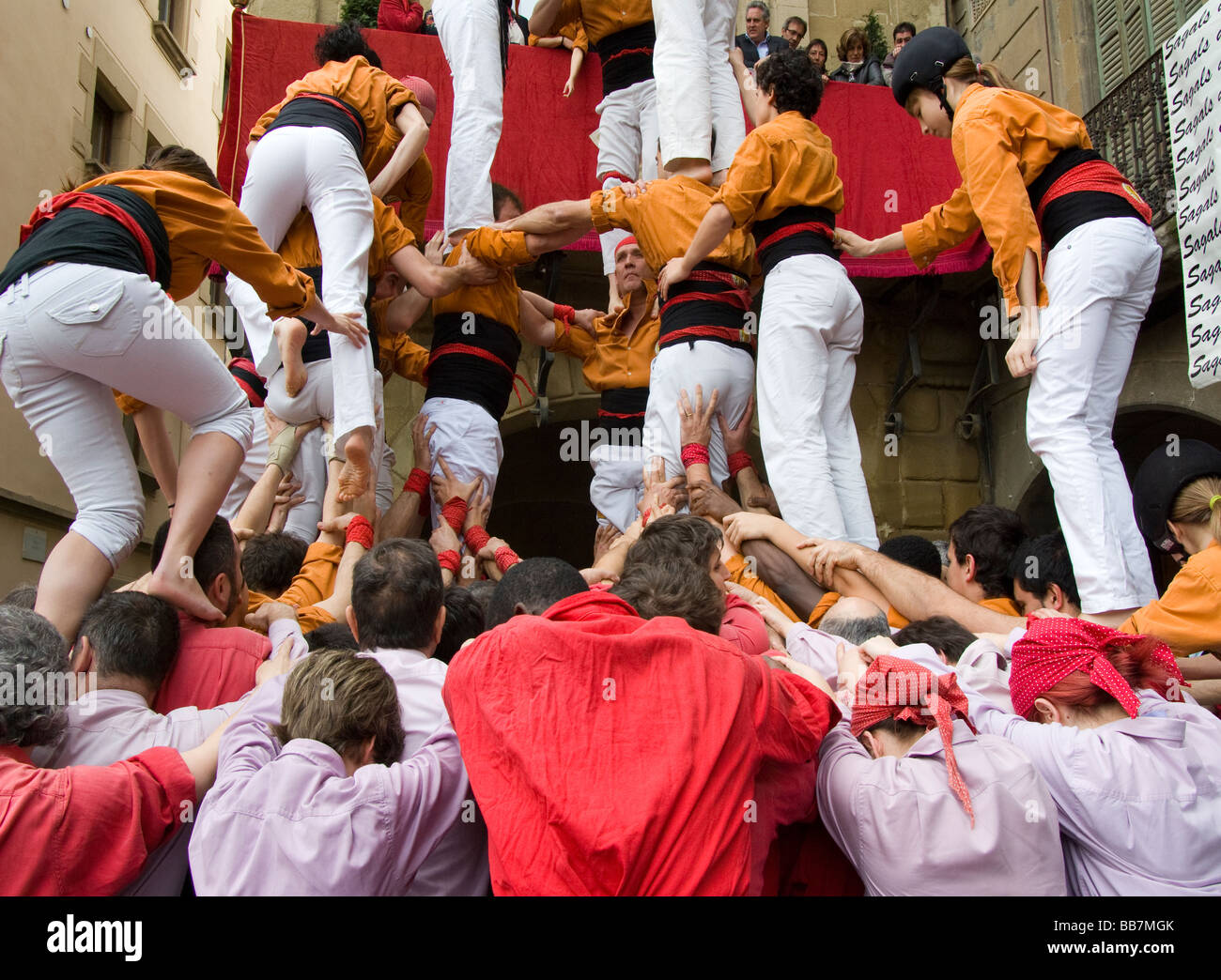 Espagne.Vic.parti traditionnel des Castellers. Banque D'Images