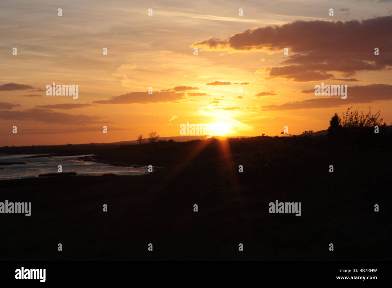 Coucher du soleil à Leigh-on-Sea, Esse Banque D'Images