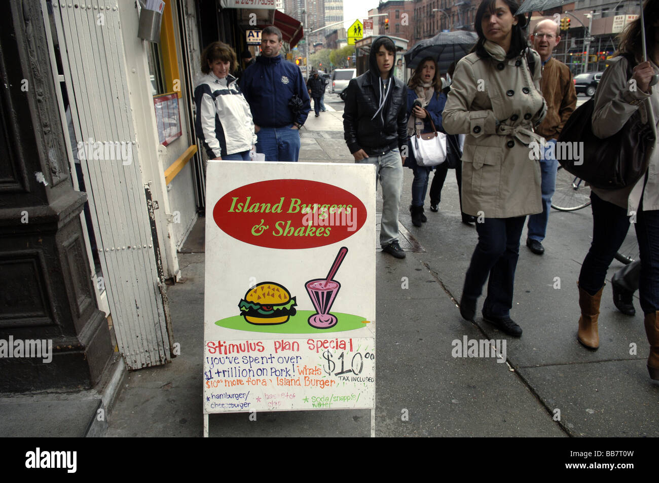 Les burgers de l'île et l'agite à new york annonce son plan de relance special Banque D'Images