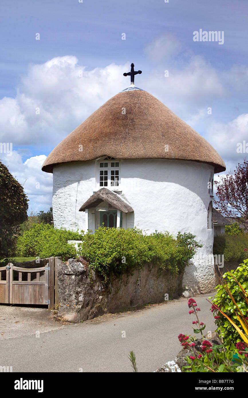 Célèbre roundhouse à Veryan, Cornwall, UK Banque D'Images