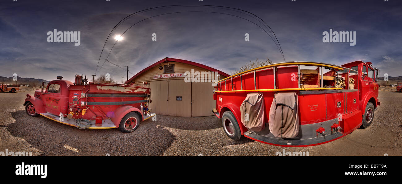 Panorama de 360 degrés de Keeler des pompiers volontaires de Californie USA Banque D'Images