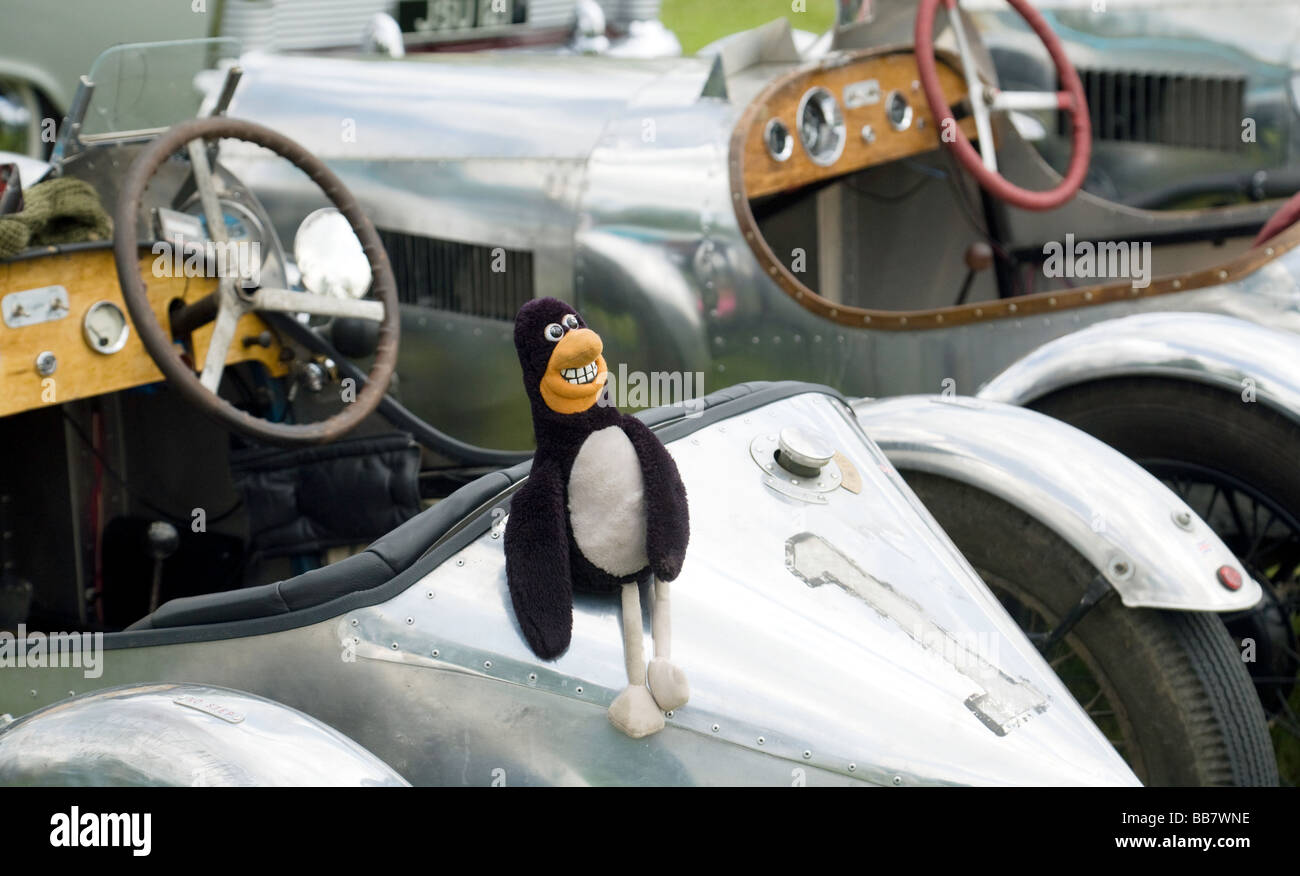 Une mascotte sur une voiture de sport vintage britannique au rallye de voitures classiques de Wallingford, Oxfordshire, UK Banque D'Images
