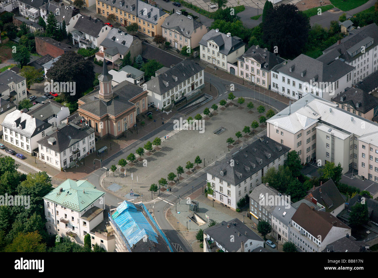 Photo aérienne, Neumarkt avec Auferstehungskirche Église, Arnsberg Sauerland, Coesfeld,, Rhénanie du Nord-Westphalie, Allemand Banque D'Images