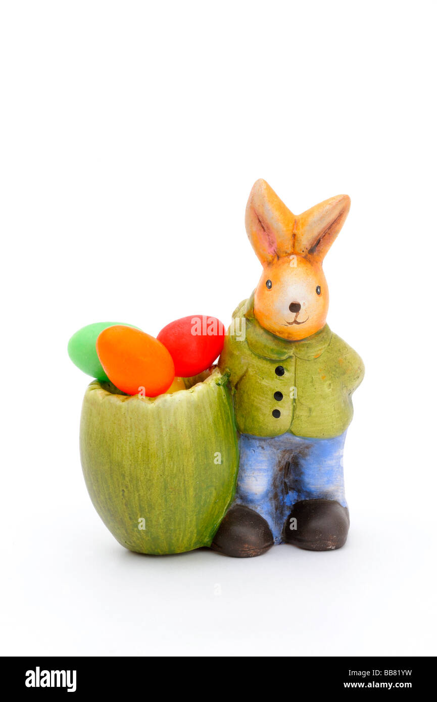 Figurine d'un lapin de Pâques, décoration de Pâques Banque D'Images