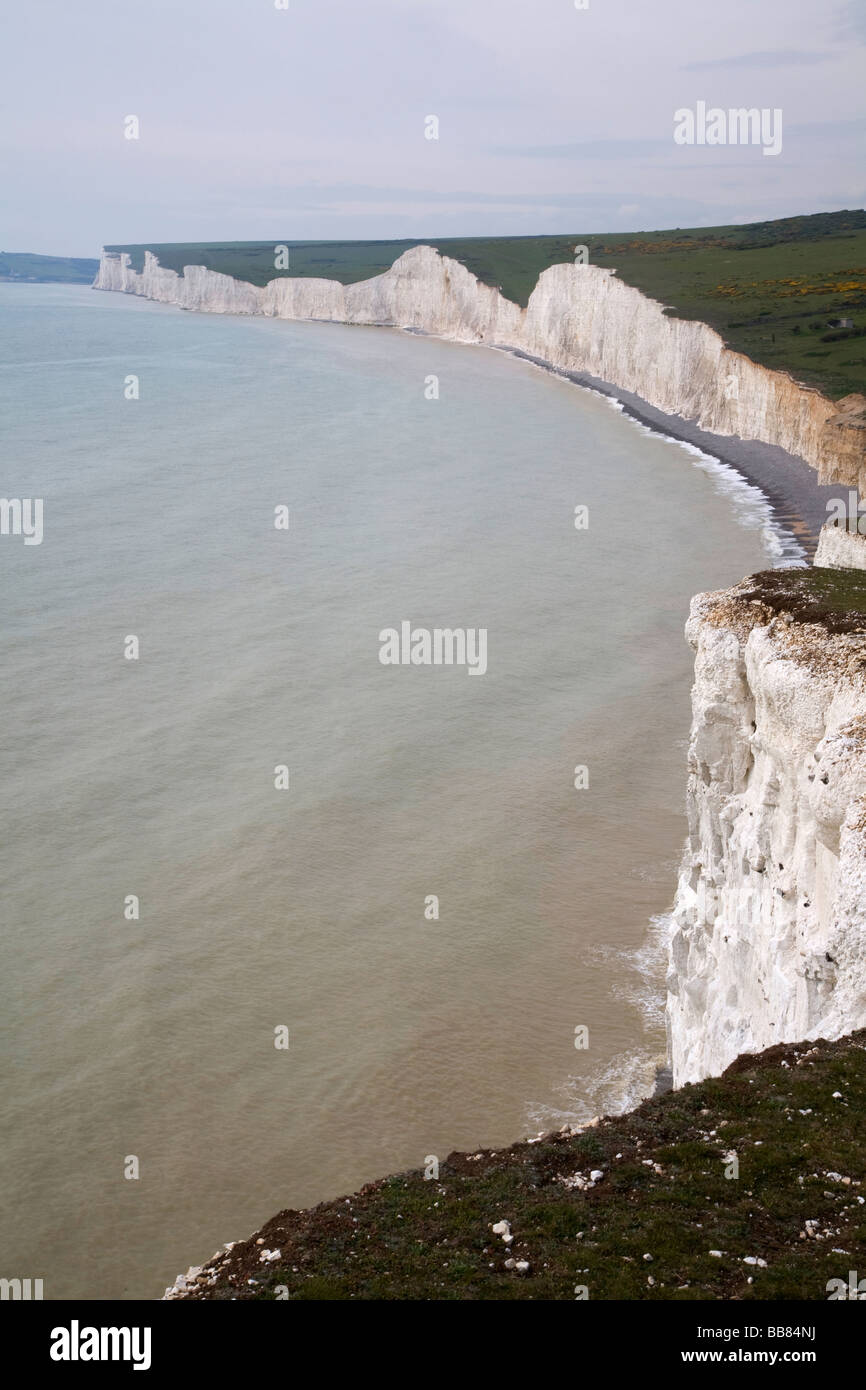 Les falaises de craie blanche sept Sœurs de Urrugne East Sussex England Banque D'Images