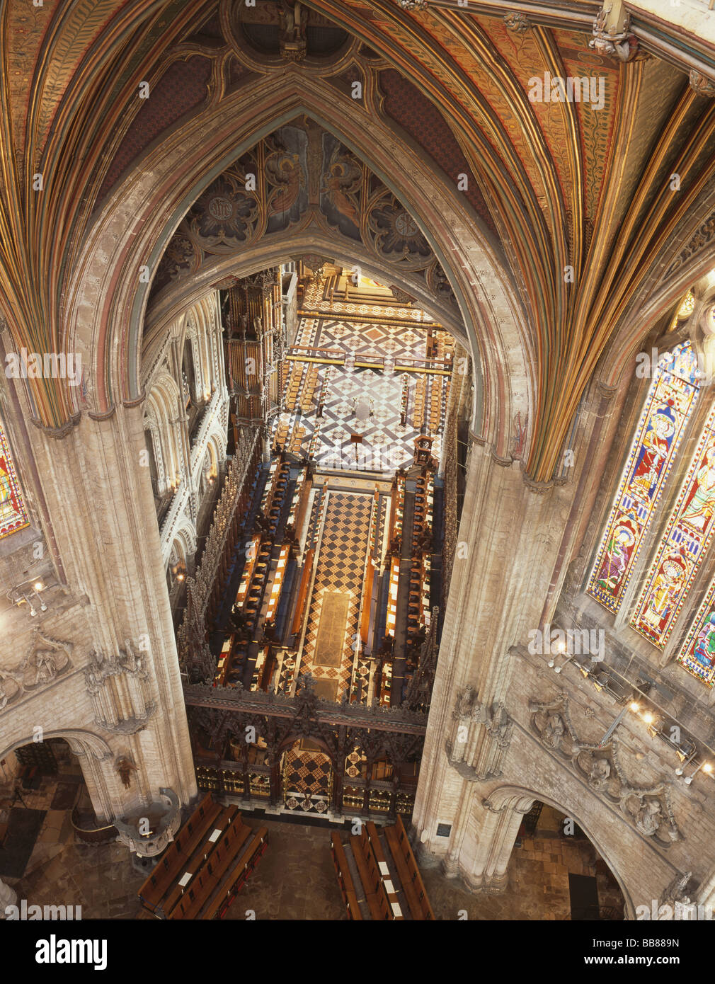 Cathédrale d'Ely vue du 14ème siècle à la chorale de l'octogone Banque D'Images