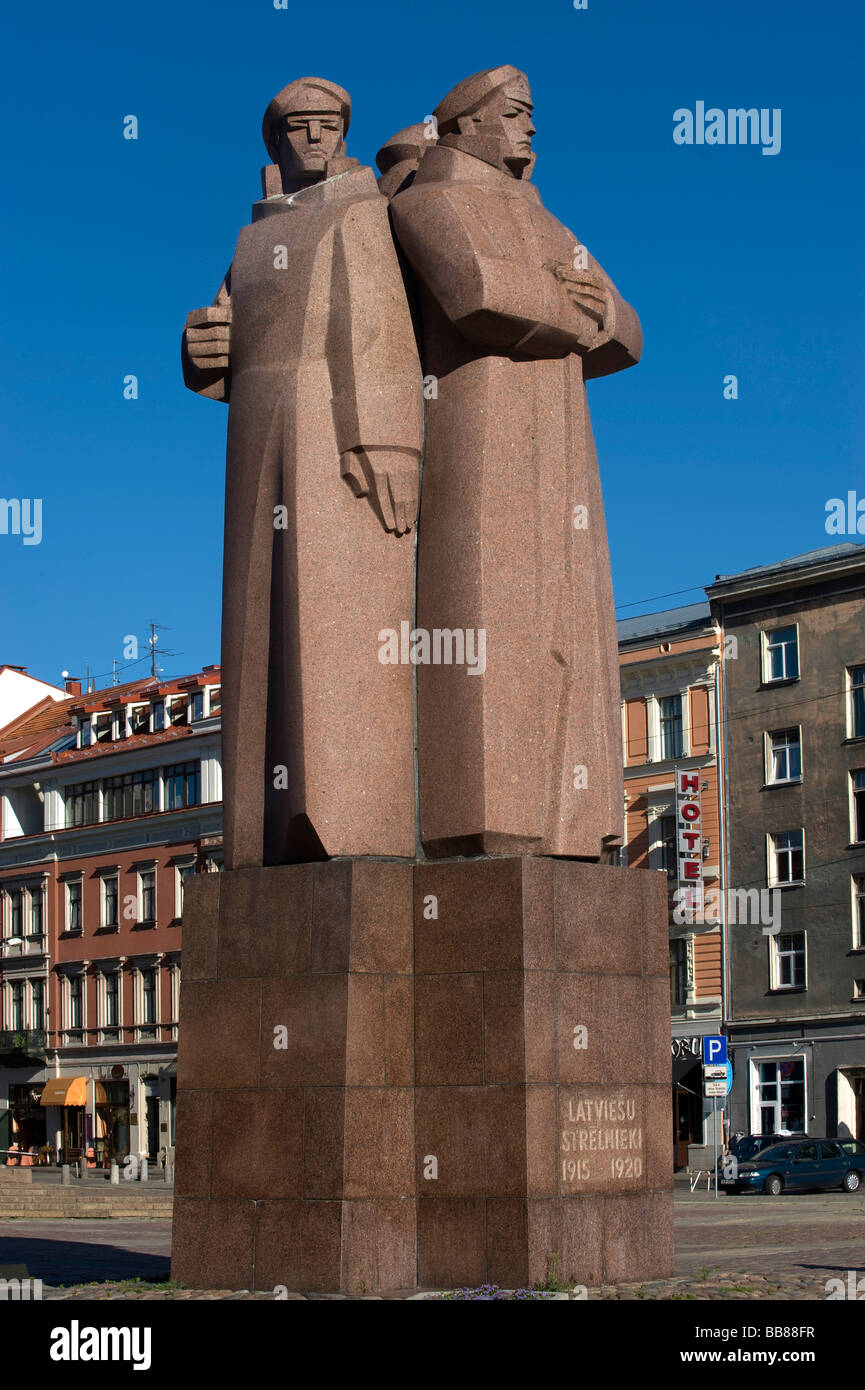 Monument à la Latviesu Strelnieki, tirailleurs lettons, Riga, Lettonie, Pays Baltes Banque D'Images