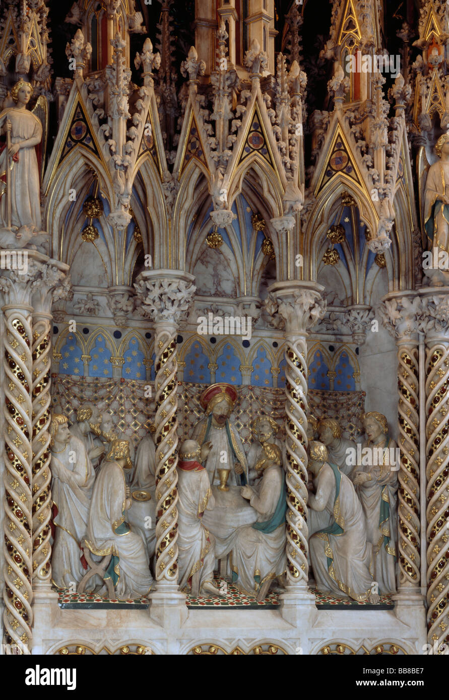 Cathédrale d'Ely haut autel retable du 19e siècle Dernière Cène Banque D'Images