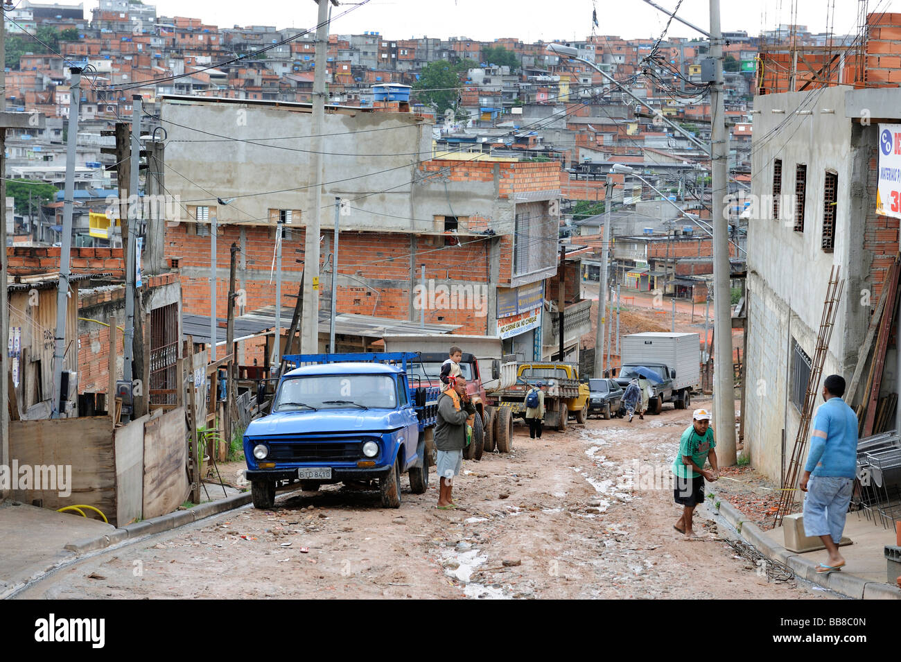 Favela pauvre de Sao Paulo, Brésil Banque D'Images