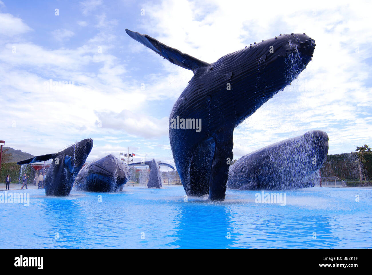 Les baleines à bosse statuaire, Musée National de biologie marine et Aquarium, Taïwan, l'Asie Banque D'Images