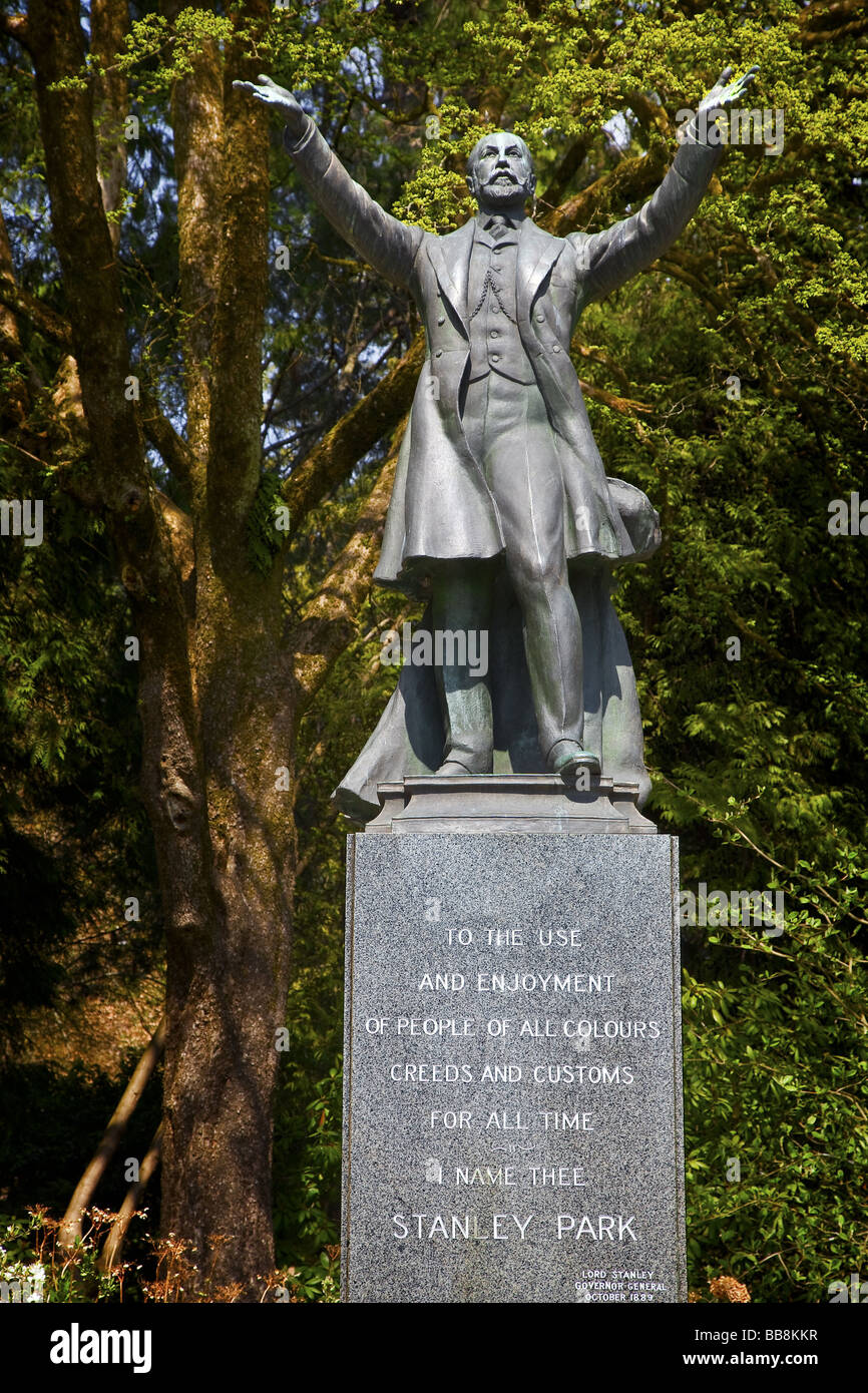 Statue of Lord Stanley of Preston in Stanley Park, Vancouver, British Columbia, Canada. Banque D'Images