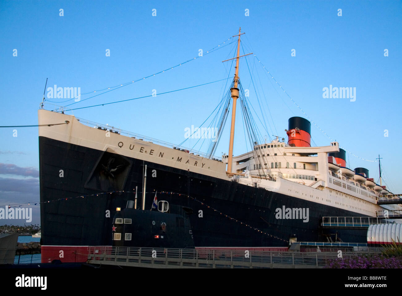 Le musée de la Reine Mary et bateau-hôtel à Long Beach USA Califorina Banque D'Images