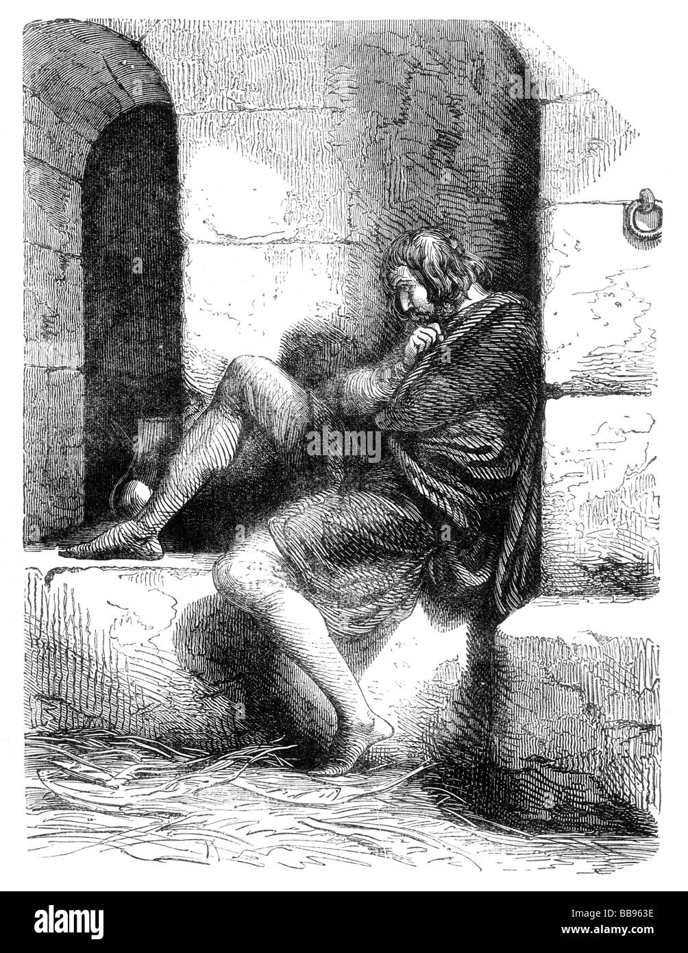 Richard Duc de Normandie emprisonnés dans le château de Cardiff par son frère William datant de l'an1106 Banque D'Images