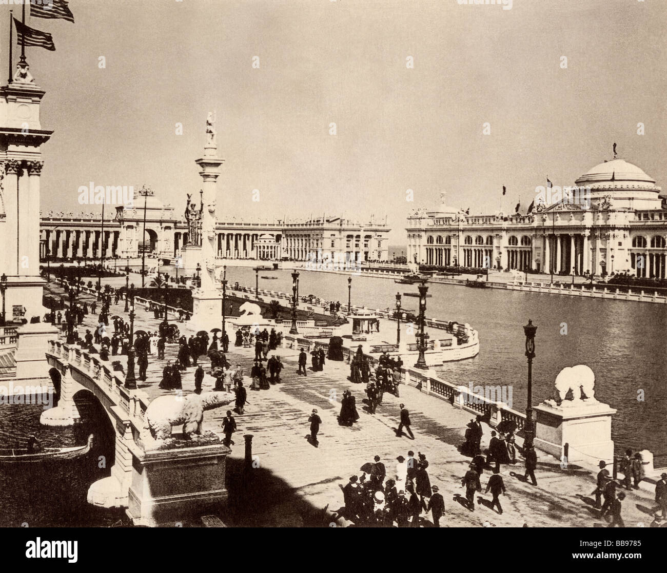 Cour d'honneur et bassin central de la Columbian Exposition Chicago 1893. Albertype (photographie) Banque D'Images