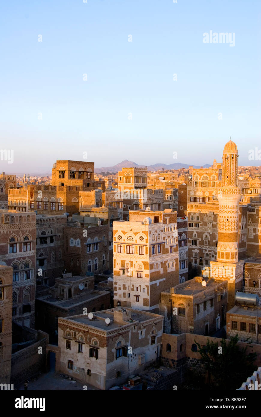 Yémen, Sanaa, ancienne ville arabe, l'architecture traditionnelle Banque D'Images