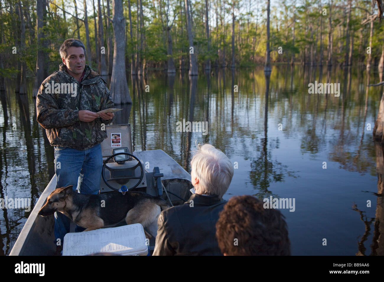 Swamp Tour dans le bassin Atchafalaya Banque D'Images